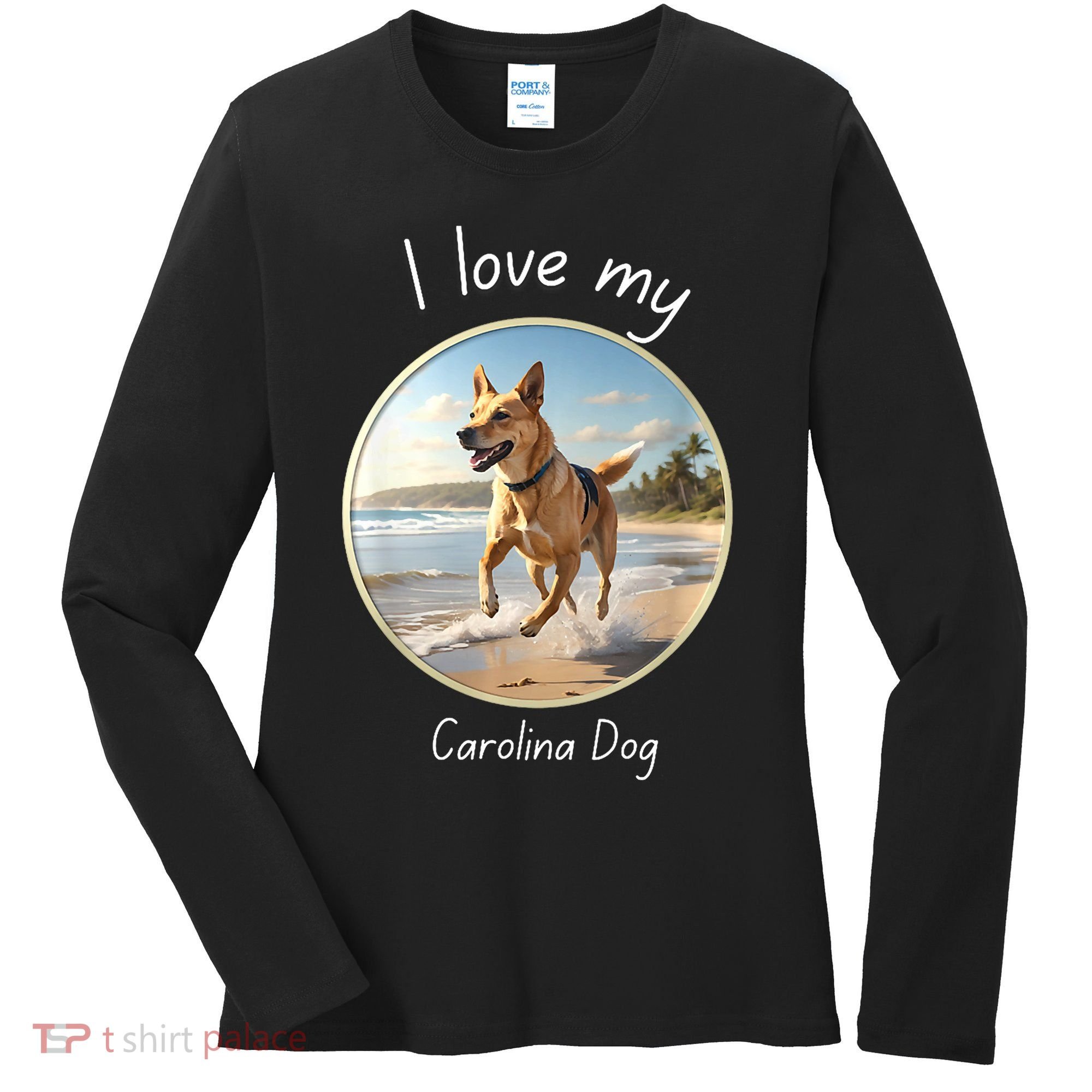 Carolina Dog Matter Dog Running On Beach Women's Long Sleeve Shirt