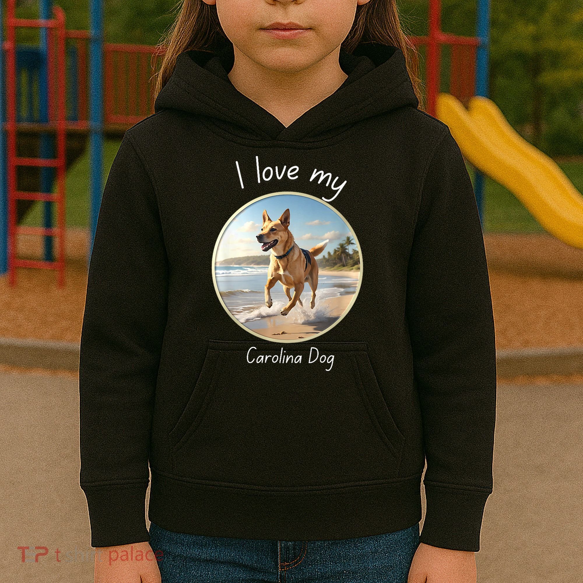 Carolina Dog Matter Dog Running On Beach Kids Hoodie