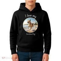 Carolina Dog Matter Dog Running On Beach Kids Hoodie thumb 4