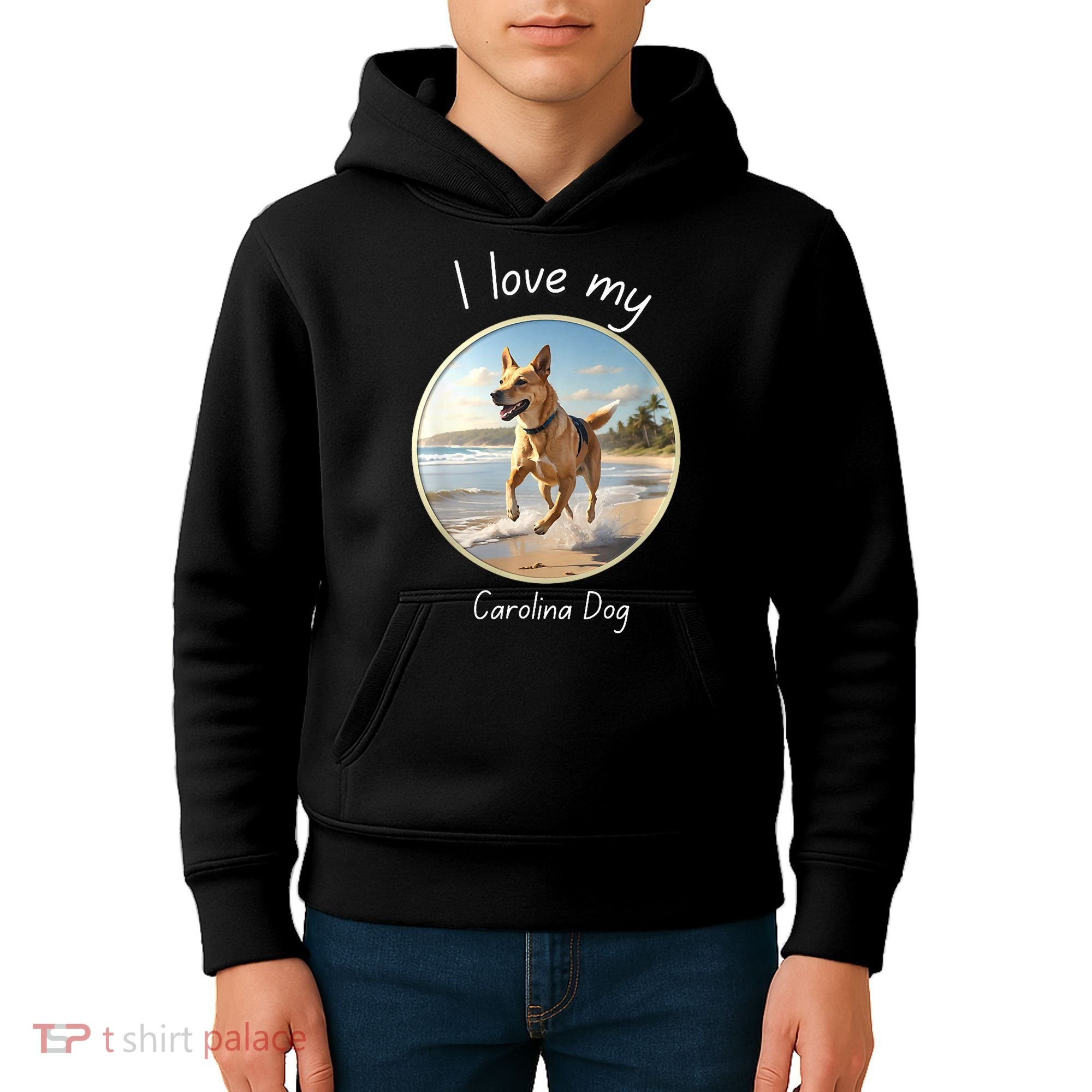 Carolina Dog Matter Dog Running On Beach Kids Hoodie