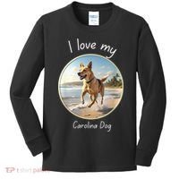 Carolina Dog Matter Dog Running On Beach Kids Long Sleeve Shirt thumb 0