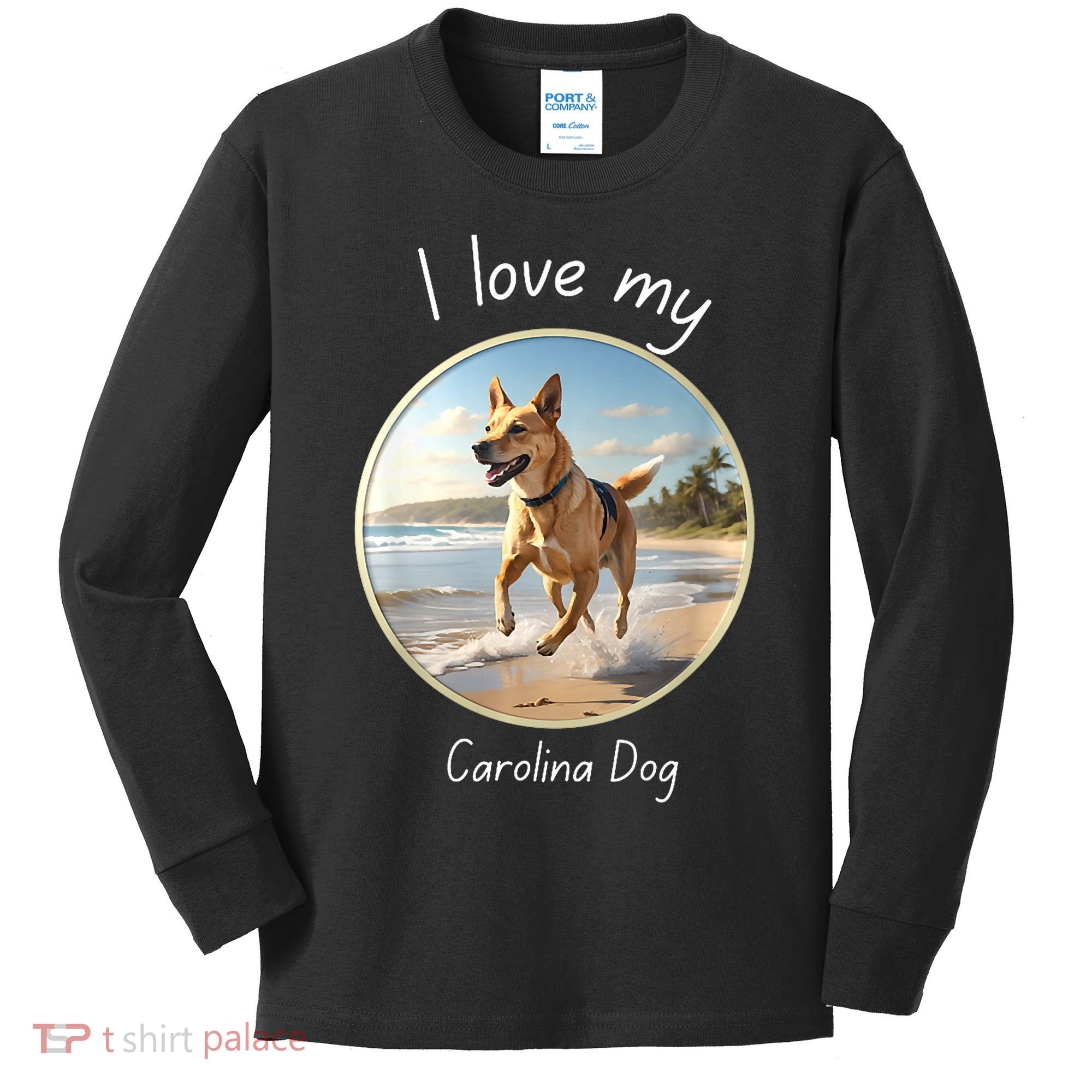 Carolina Dog Matter Dog Running On Beach Kids Long Sleeve Shirt