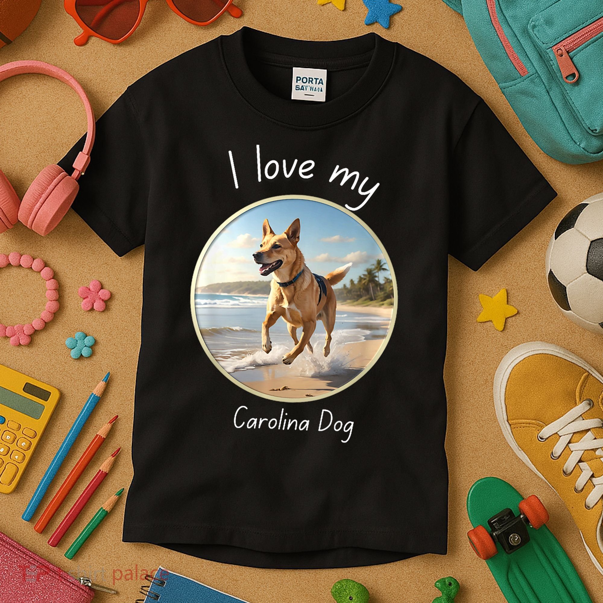 Carolina Dog Matter Dog Running On Beach Kids T-Shirt