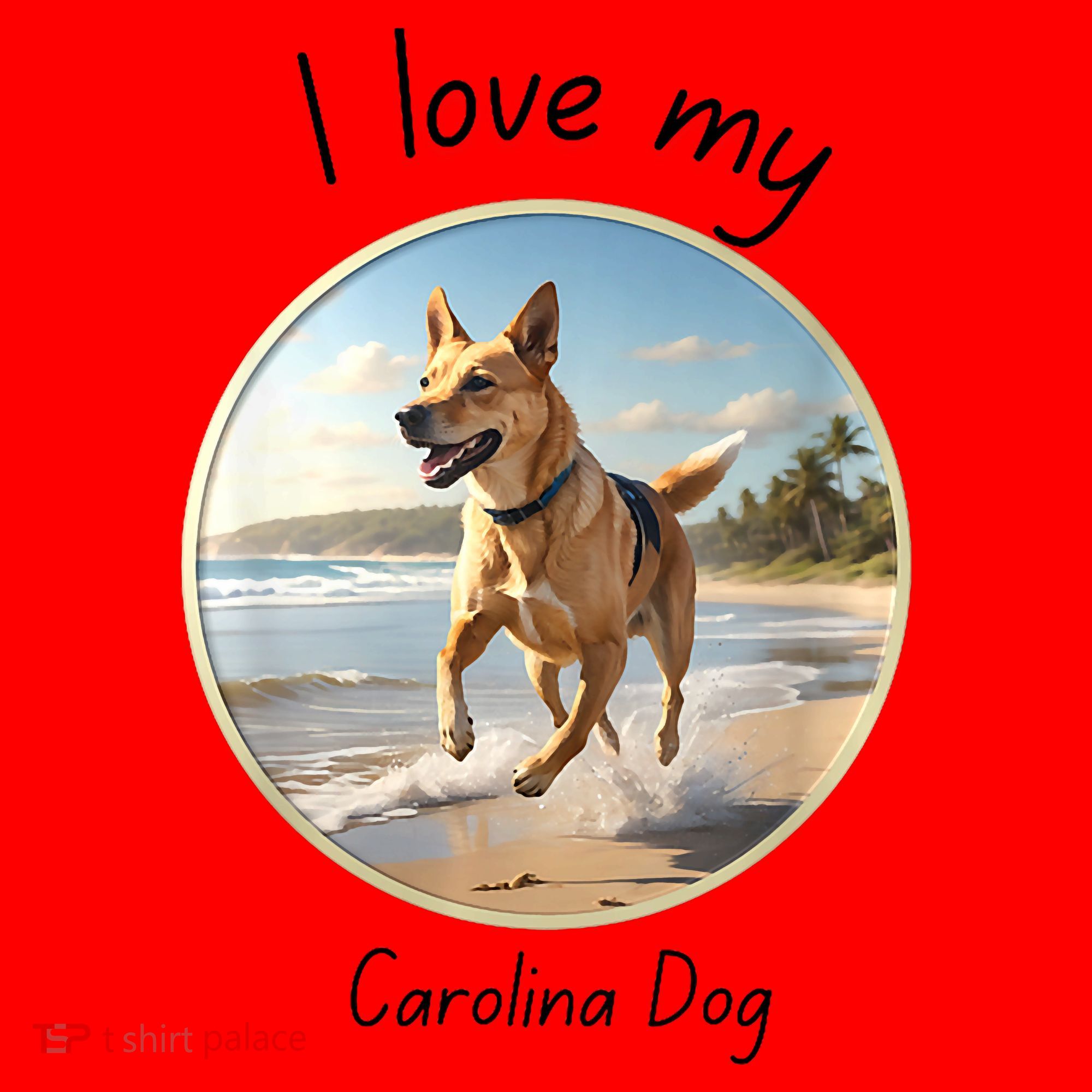 Carolina Dog Matter Dog Running On Beach Santa Hat