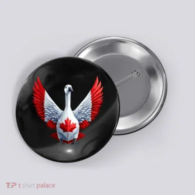 Canada Day Maple Leaf Bird Button