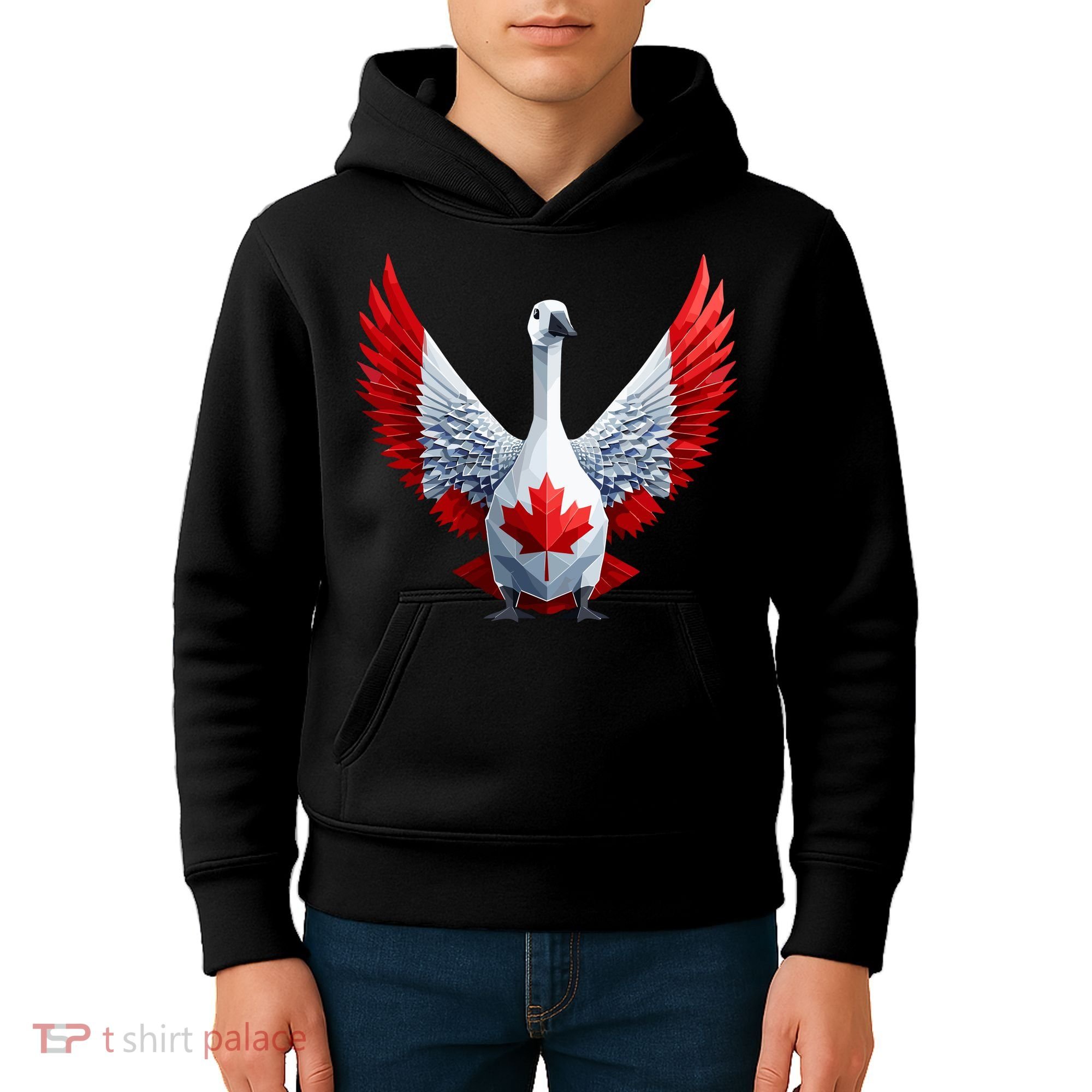 Canada Day Maple Leaf Bird Kids Hoodie