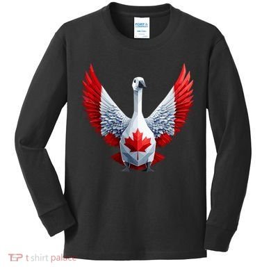 Canada Day Maple Leaf Bird Kids Long Sleeve Shirt