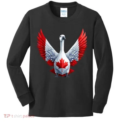 Canada Day Maple Leaf Bird Kids Long Sleeve Shirt