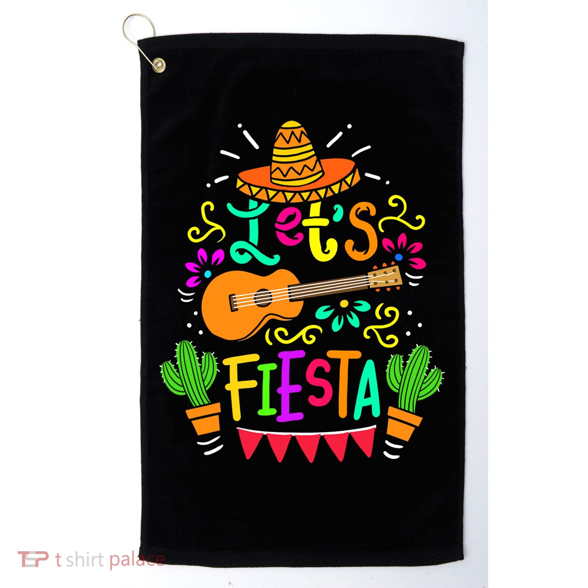 Cinco De Mayo Gift For Mexican Guitar Cactus Gift Golf Towel