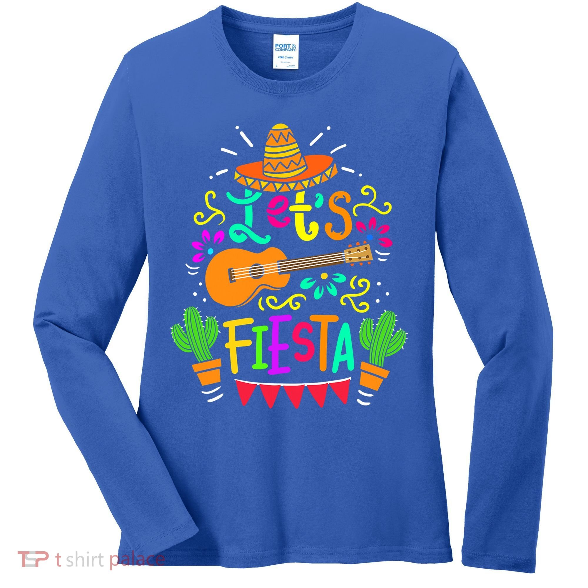 Cinco De Mayo Gift For Mexican Guitar Cactus Gift Women's Long Sleeve Shirt