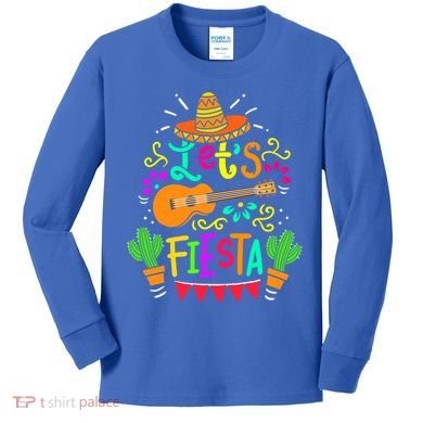 Cinco De Mayo Gift For Mexican Guitar Cactus Gift Kids Long Sleeve Shirt