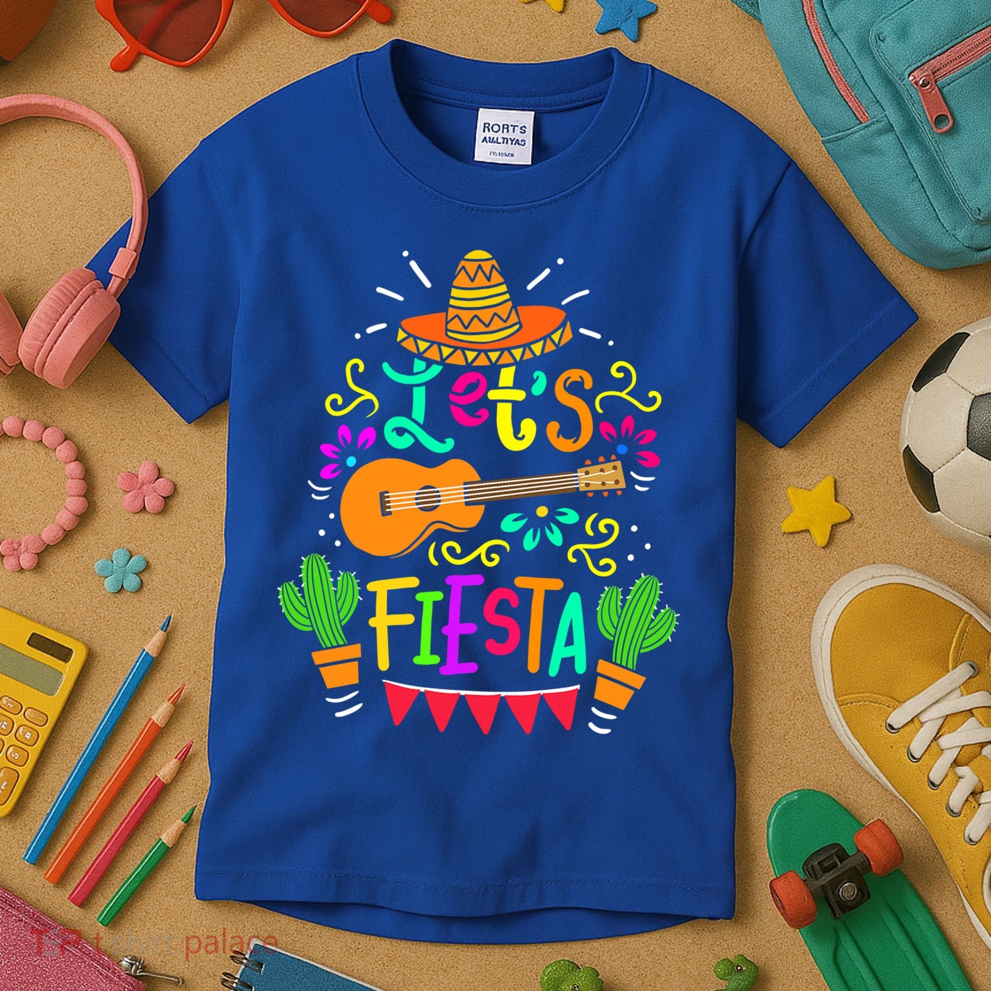 Cinco De Mayo Gift For Mexican Guitar Cactus Gift Kids T-Shirt