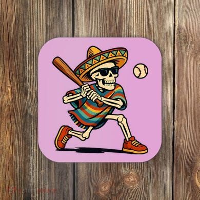 Cinco De Mayo Mariachi Skeleton Baseball Mexican Sombrero  Coaster