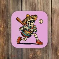 Cinco De Mayo Mariachi Skeleton Baseball Mexican Sombrero  Coaster thumb 0