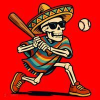 Cinco De Mayo Mariachi Skeleton Baseball Mexican Sombrero  Santa Hat thumb 1
