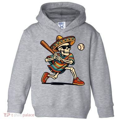 Cinco De Mayo Mariachi Skeleton Baseball Mexican Sombrero  Toddler Hoodie