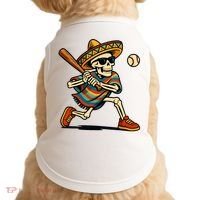 Cinco De Mayo Mariachi Skeleton Baseball Mexican Sombrero  Doggie Tank thumb 0