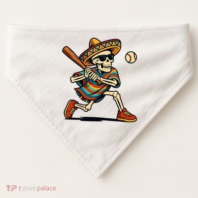 Cinco De Mayo Mariachi Skeleton Baseball Mexican Sombrero  USA-Made Doggie Bandana