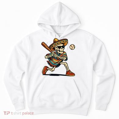 Cinco De Mayo Mariachi Skeleton Baseball Mexican Sombrero  Hoodie