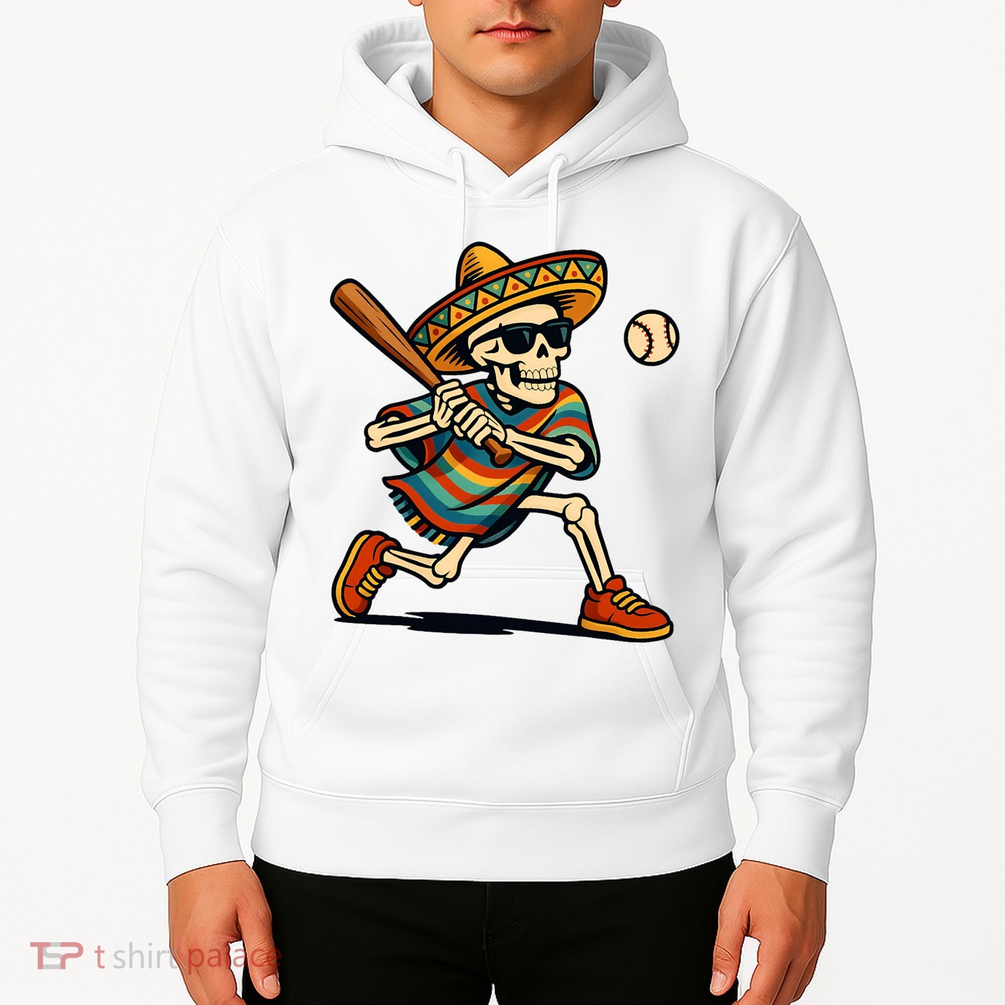 Cinco De Mayo Mariachi Skeleton Baseball Mexican Sombrero  Hoodie