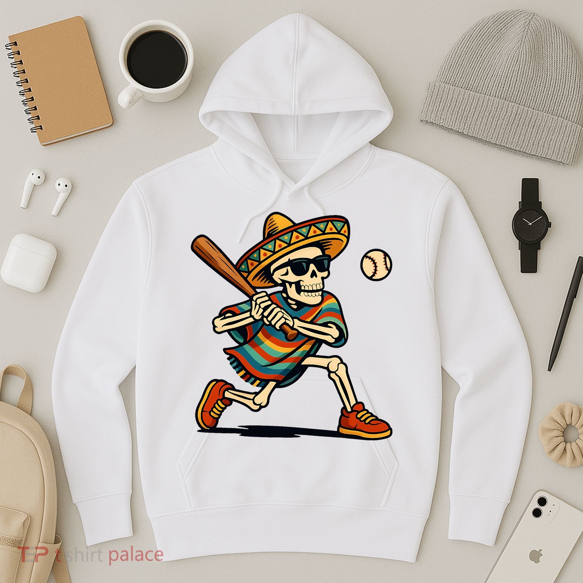 Cinco De Mayo Mariachi Skeleton Baseball Mexican Sombrero  Hoodie