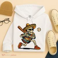 Cinco De Mayo Mariachi Skeleton Baseball Mexican Sombrero  Hoodie thumb 4