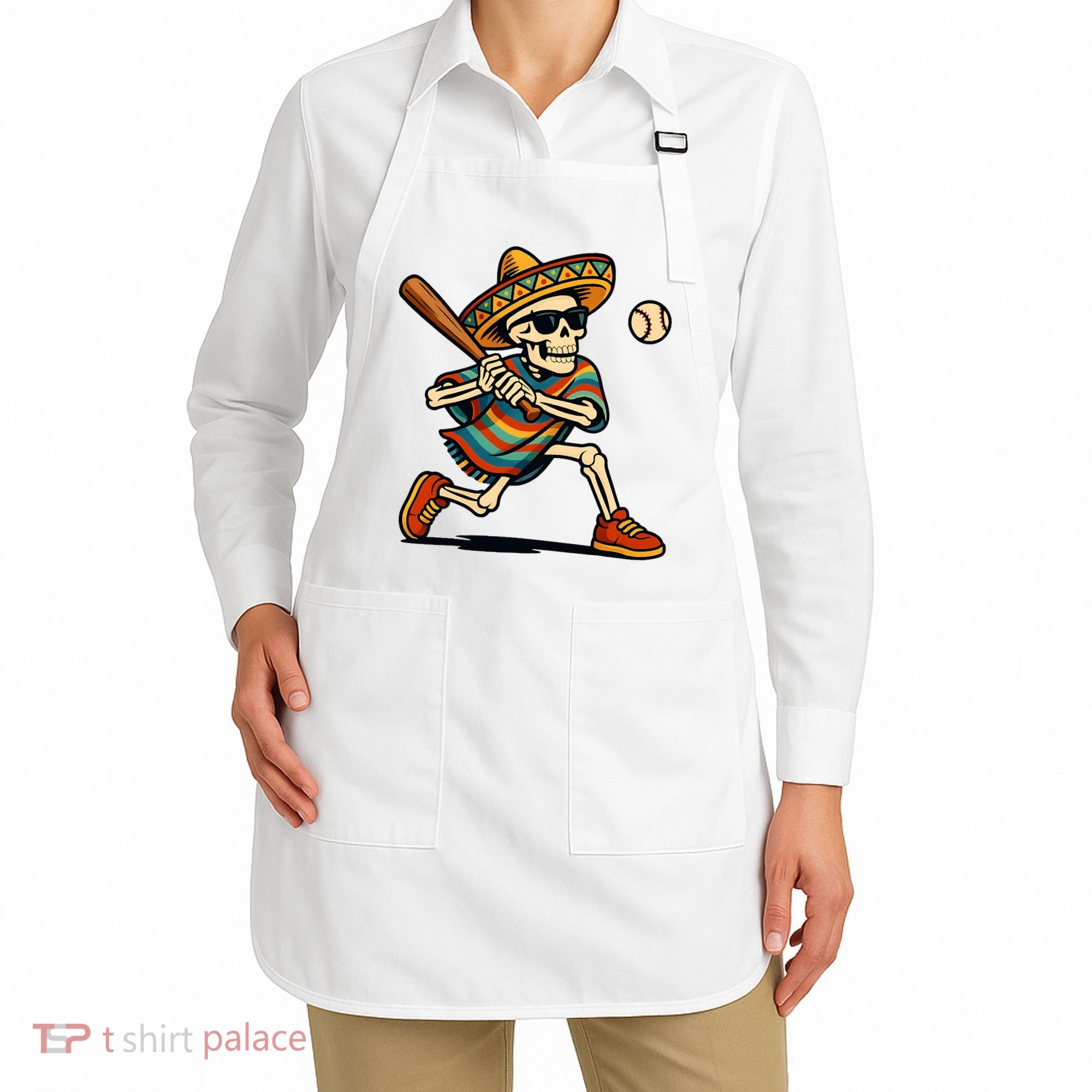 Cinco De Mayo Mariachi Skeleton Baseball Mexican Sombrero  Apron