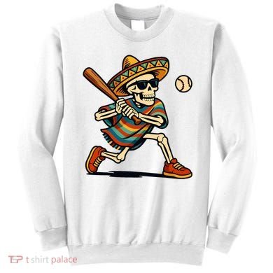 Cinco De Mayo Mariachi Skeleton Baseball Mexican Sombrero  Sweatshirt