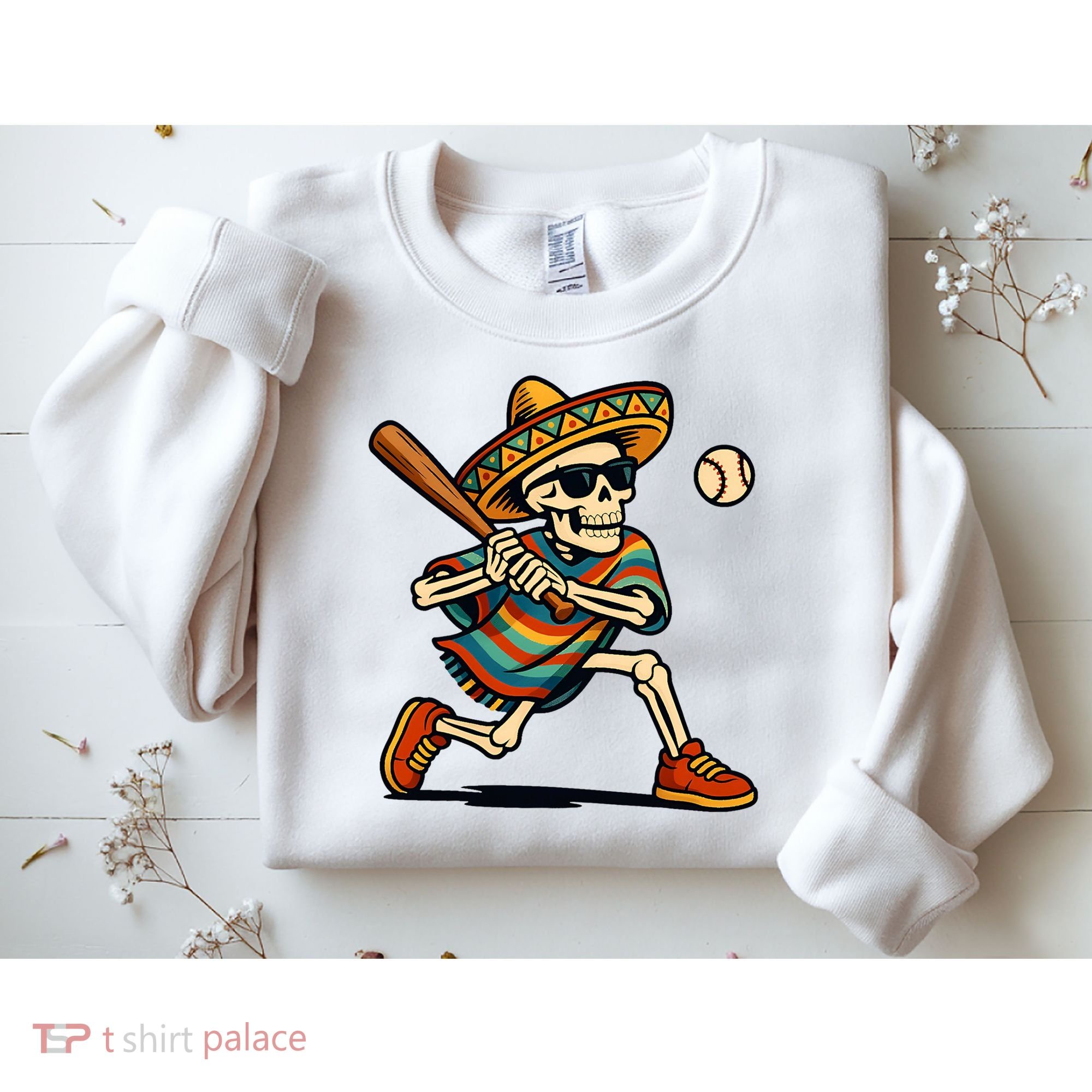 Cinco De Mayo Mariachi Skeleton Baseball Mexican Sombrero  Sweatshirt