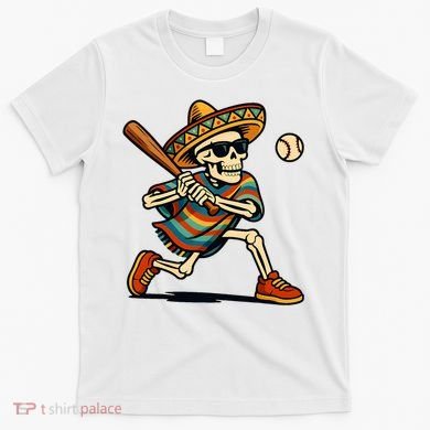 Cinco De Mayo Mariachi Skeleton Baseball Mexican Sombrero  T-Shirt