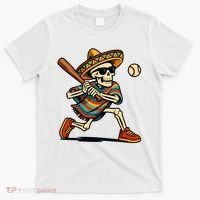 Cinco De Mayo Mariachi Skeleton Baseball Mexican Sombrero  T-Shirt thumb 0