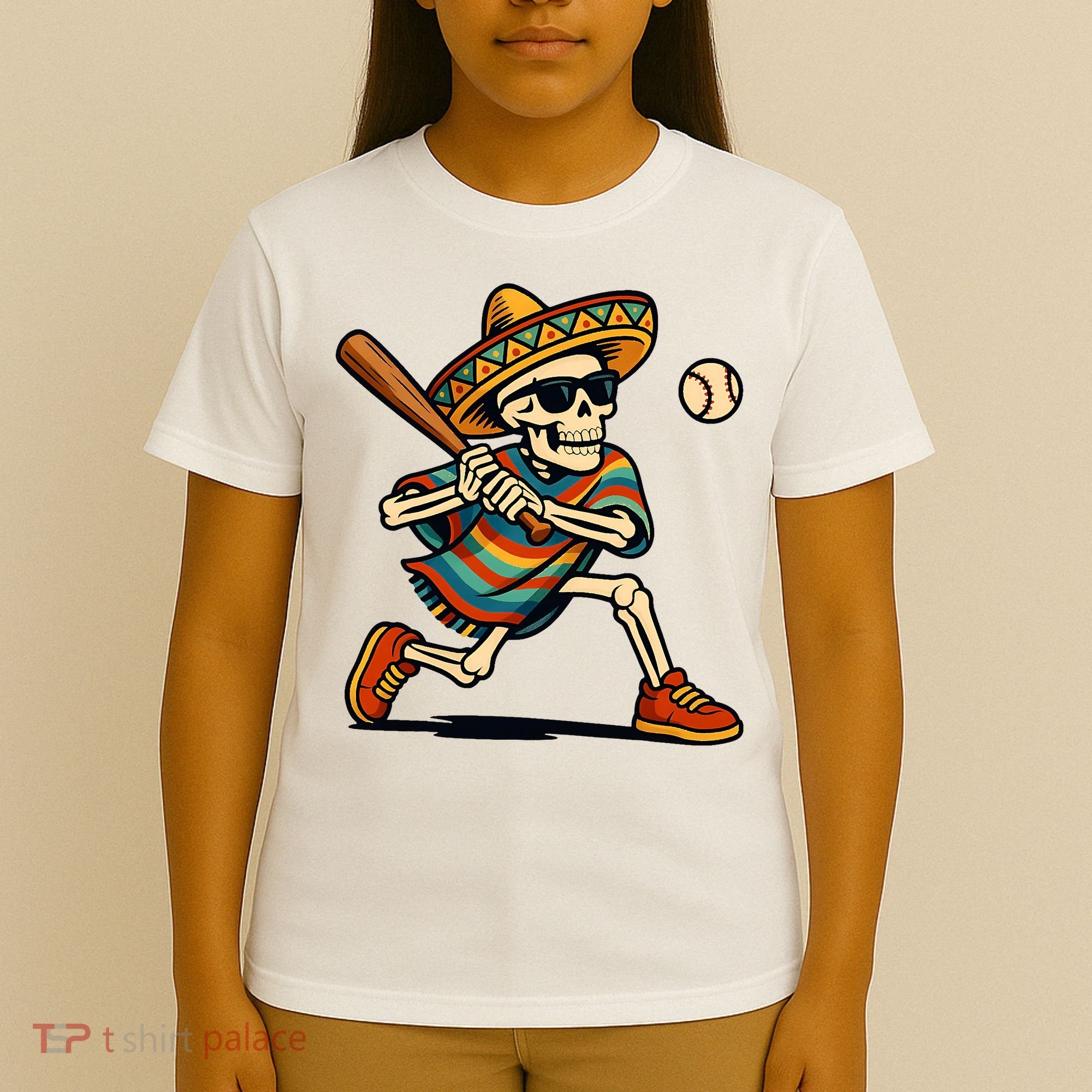Cinco De Mayo Mariachi Skeleton Baseball Mexican Sombrero  T-Shirt