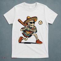 Cinco De Mayo Mariachi Skeleton Baseball Mexican Sombrero  T-Shirt thumb 5
