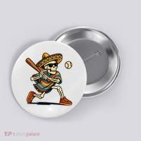 Cinco De Mayo Mariachi Skeleton Baseball Mexican Sombrero  Button thumb 0