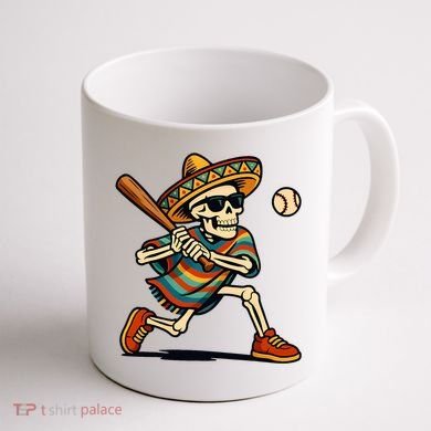 Cinco De Mayo Mariachi Skeleton Baseball Mexican Sombrero  Coffee Mug back