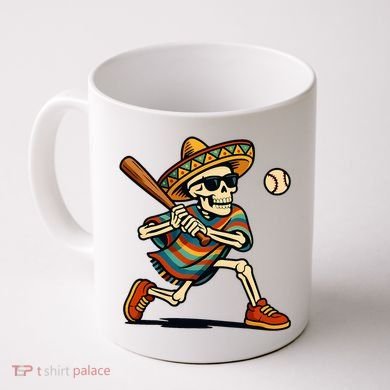Cinco De Mayo Mariachi Skeleton Baseball Mexican Sombrero  Coffee Mug
