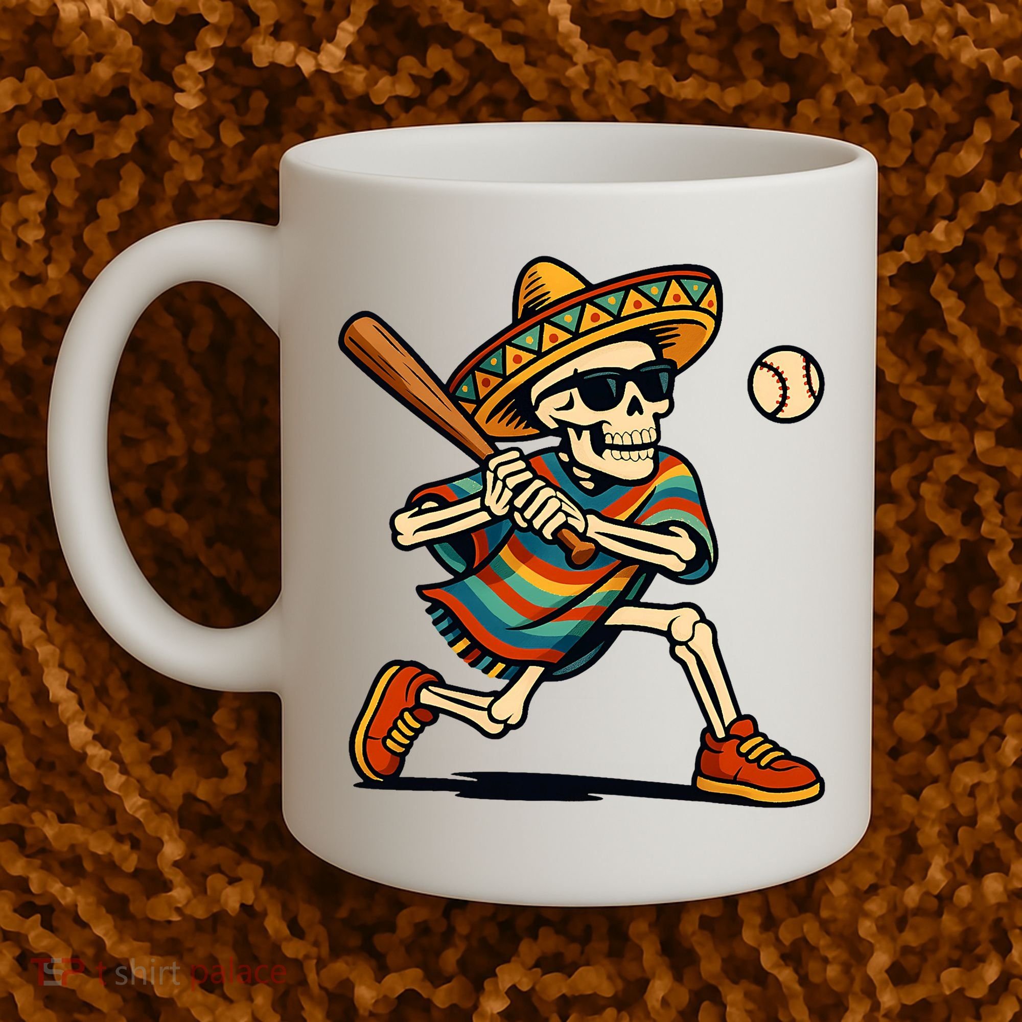 Cinco De Mayo Mariachi Skeleton Baseball Mexican Sombrero  Coffee Mug