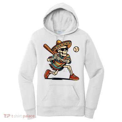 Cinco De Mayo Mariachi Skeleton Baseball Mexican Sombrero  Women's Hoodie