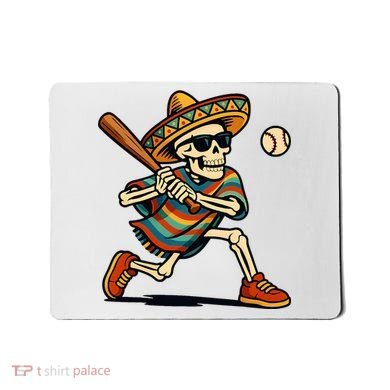 Cinco De Mayo Mariachi Skeleton Baseball Mexican Sombrero  Mousepad