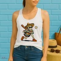 Cinco De Mayo Mariachi Skeleton Baseball Mexican Sombrero  Women's Tank Top thumb 2