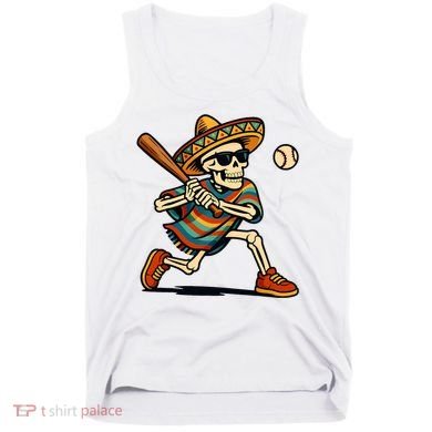 Cinco De Mayo Mariachi Skeleton Baseball Mexican Sombrero  Tank Top