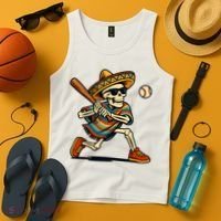Cinco De Mayo Mariachi Skeleton Baseball Mexican Sombrero  Tank Top thumb 4