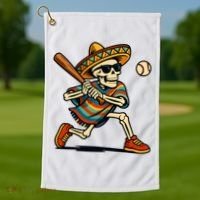 Cinco De Mayo Mariachi Skeleton Baseball Mexican Sombrero  Golf Towel thumb 1