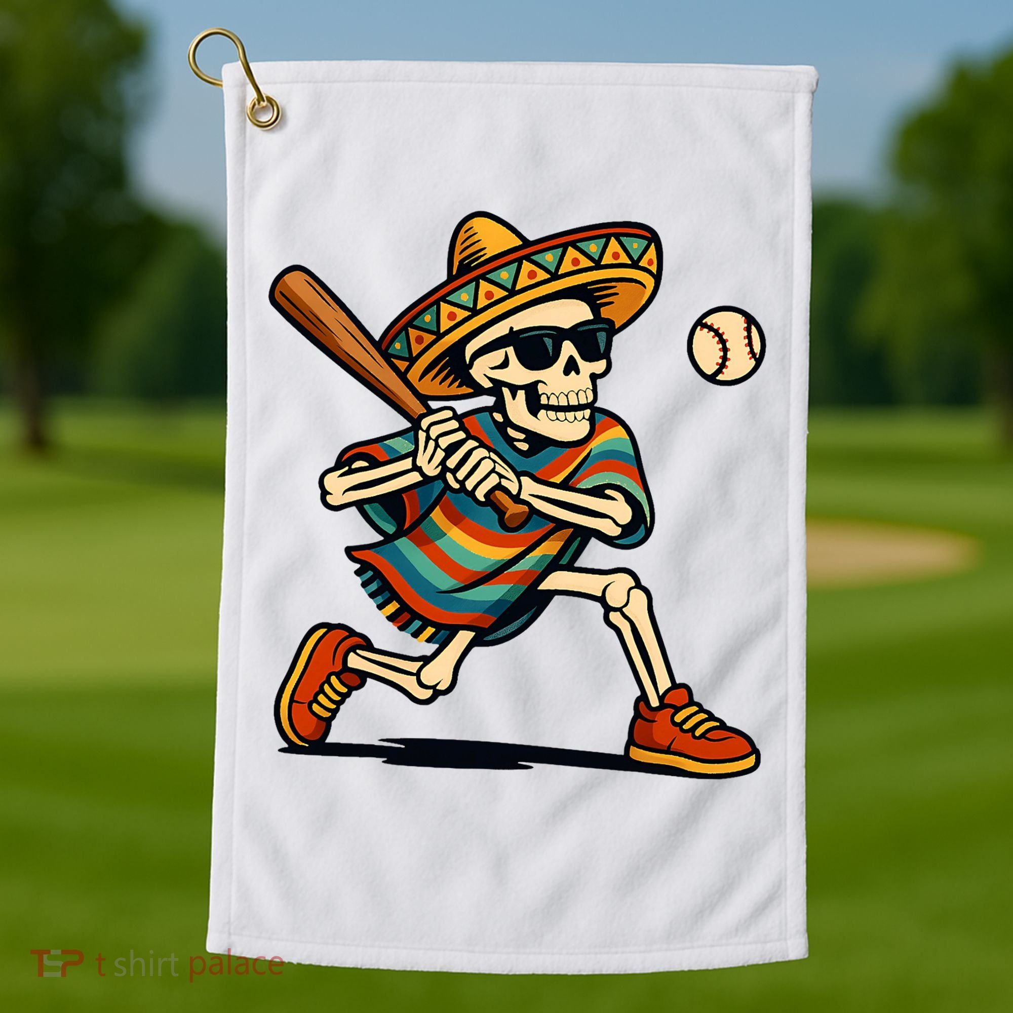 Cinco De Mayo Mariachi Skeleton Baseball Mexican Sombrero  Golf Towel