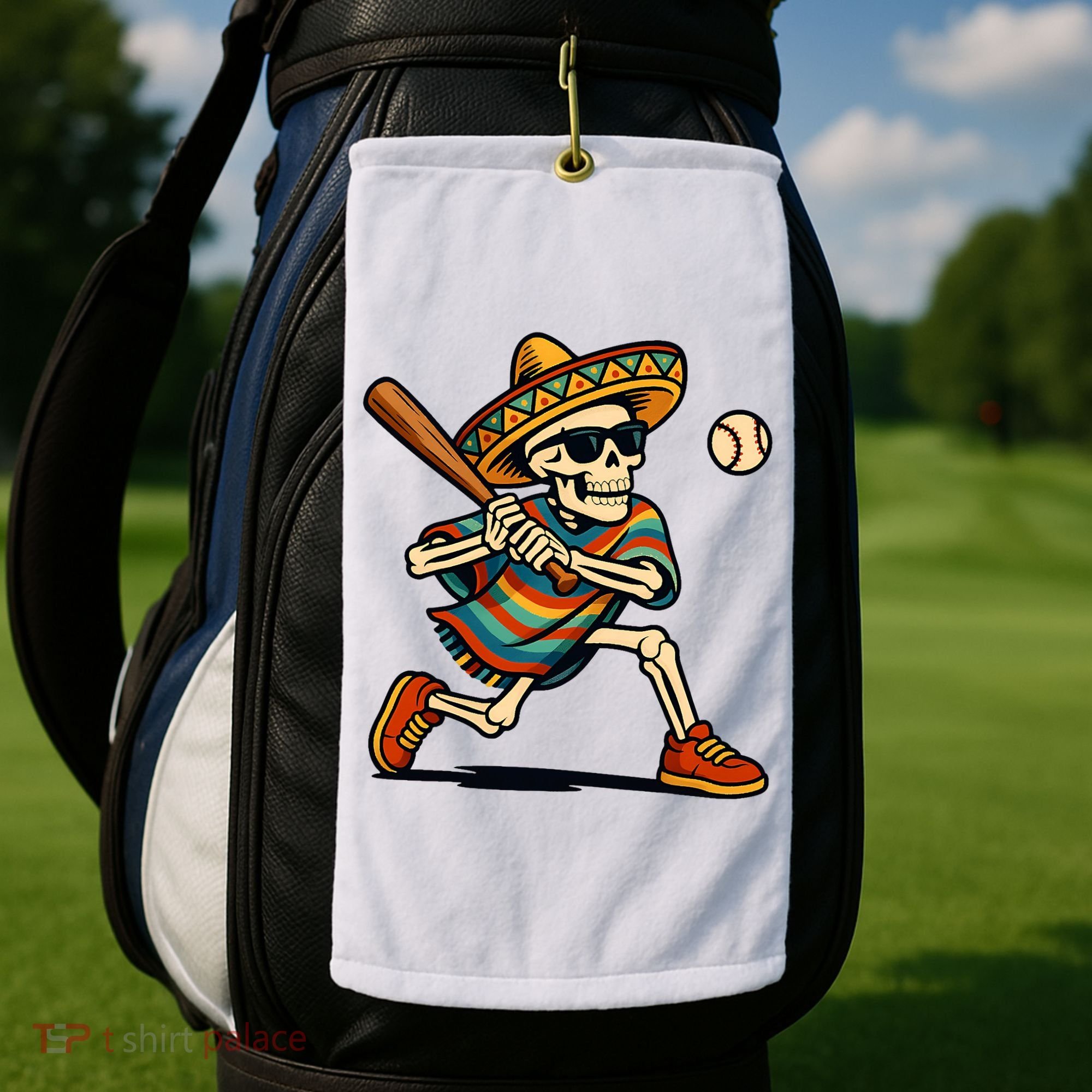 Cinco De Mayo Mariachi Skeleton Baseball Mexican Sombrero  Golf Towel
