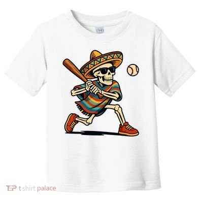 Cinco De Mayo Mariachi Skeleton Baseball Mexican Sombrero  Toddler T-Shirt