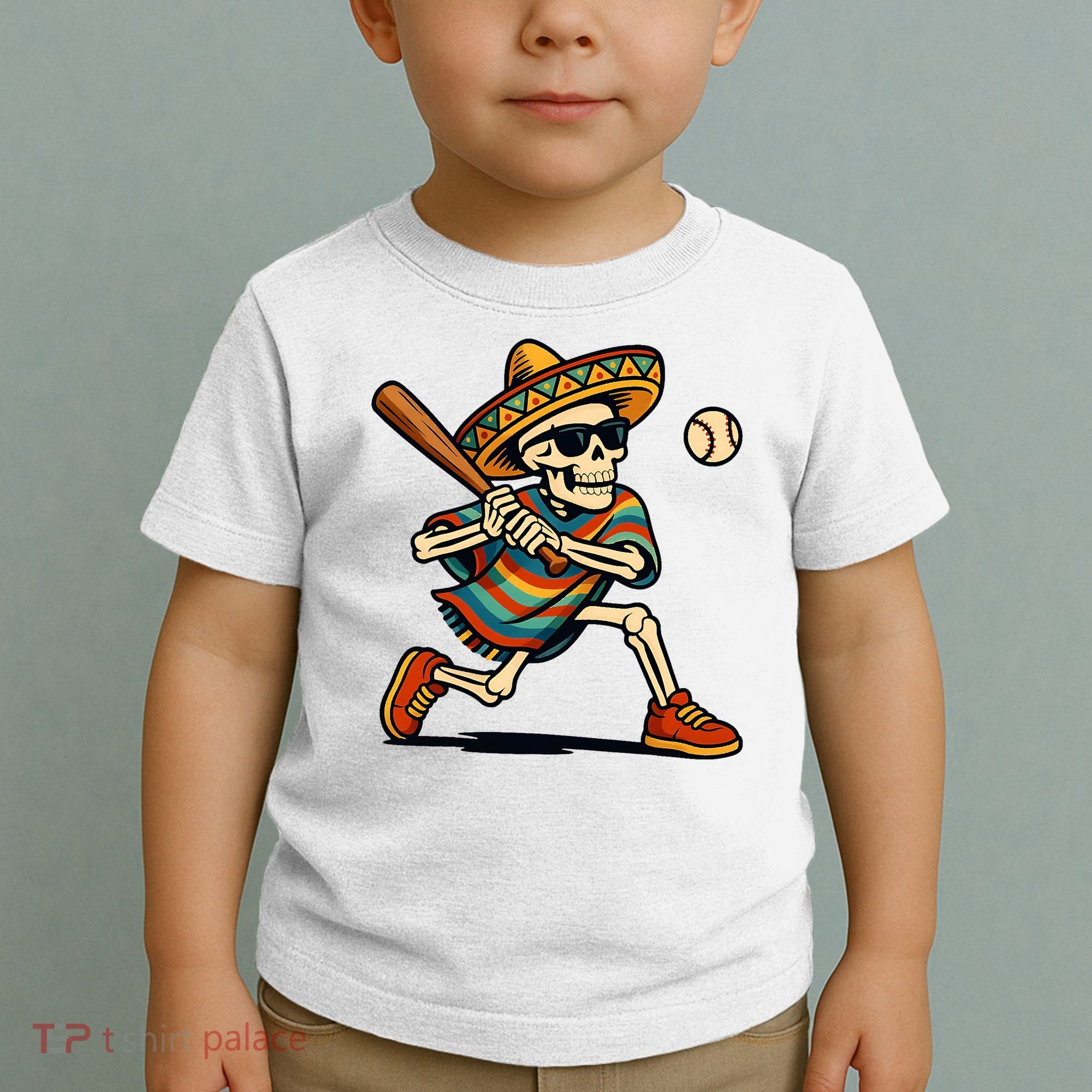Cinco De Mayo Mariachi Skeleton Baseball Mexican Sombrero  Toddler T-Shirt