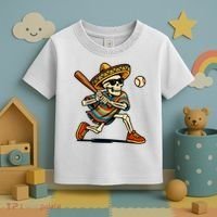 Cinco De Mayo Mariachi Skeleton Baseball Mexican Sombrero  Toddler T-Shirt thumb 3