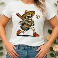 Cinco De Mayo Mariachi Skeleton Baseball Mexican Sombrero  Women's T-Shirt thumb 2