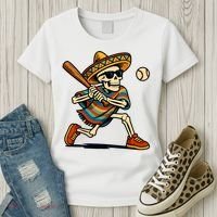 Cinco De Mayo Mariachi Skeleton Baseball Mexican Sombrero  Women's T-Shirt thumb 3